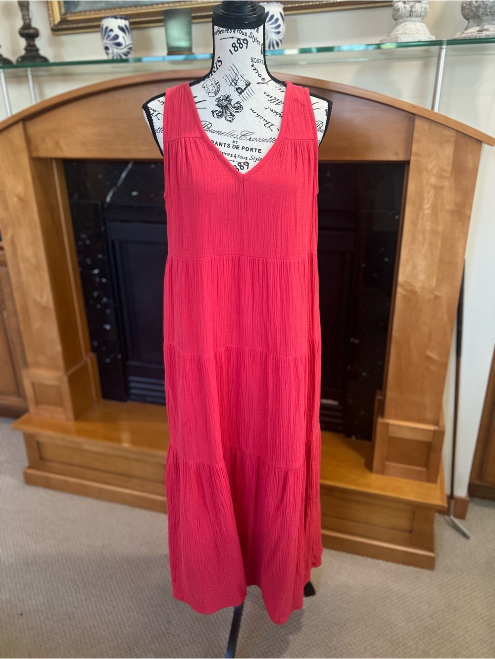 Marine Layer Sleeveless Red Tiered Dress